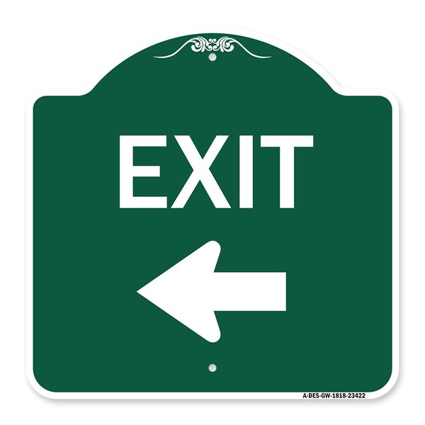 Signmission Parking Lot Sign Exit Sign Left Arrow, Green & White Aluminum Sign, 18" L, 18" H, GW-1818-23422 A-DES-GW-1818-23422 - main